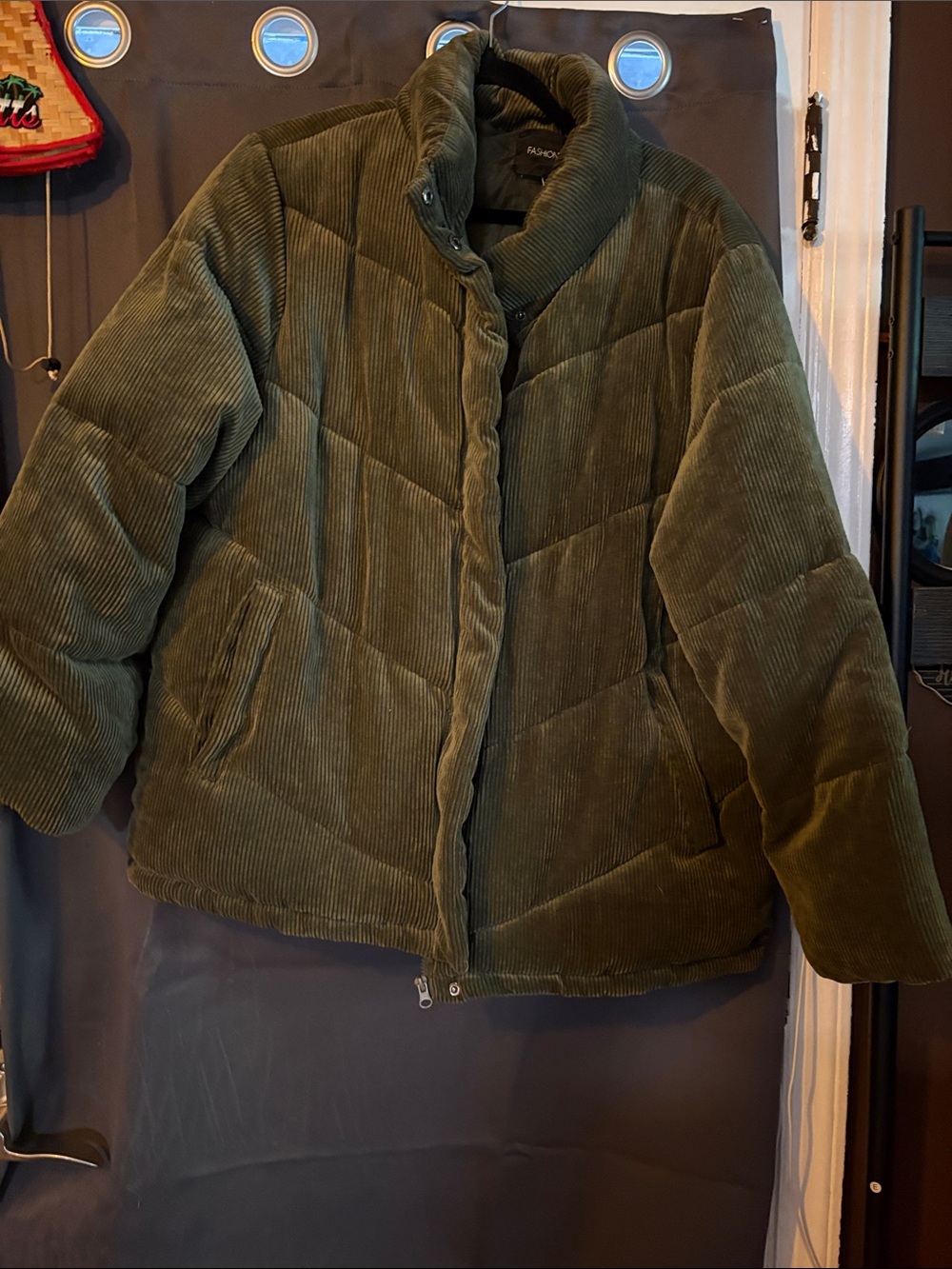 Green corduroy winter jacket